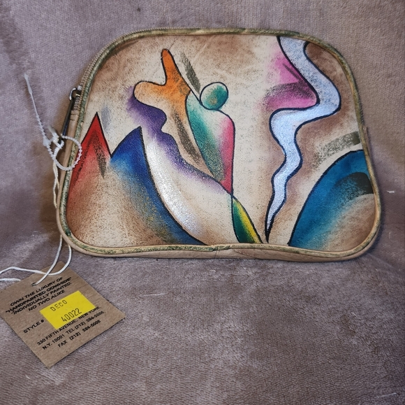 NWT Vintage Sam Sam Hand-Painted Leather Cosmetic Bag - Picture 2 of 4